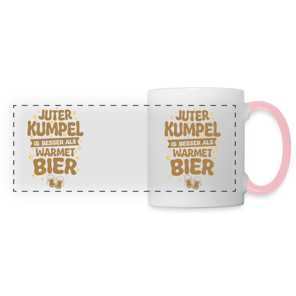 Juter Kumpel ist besser als warmet Bier - Tasse zweifarbig - Weiß/Pink