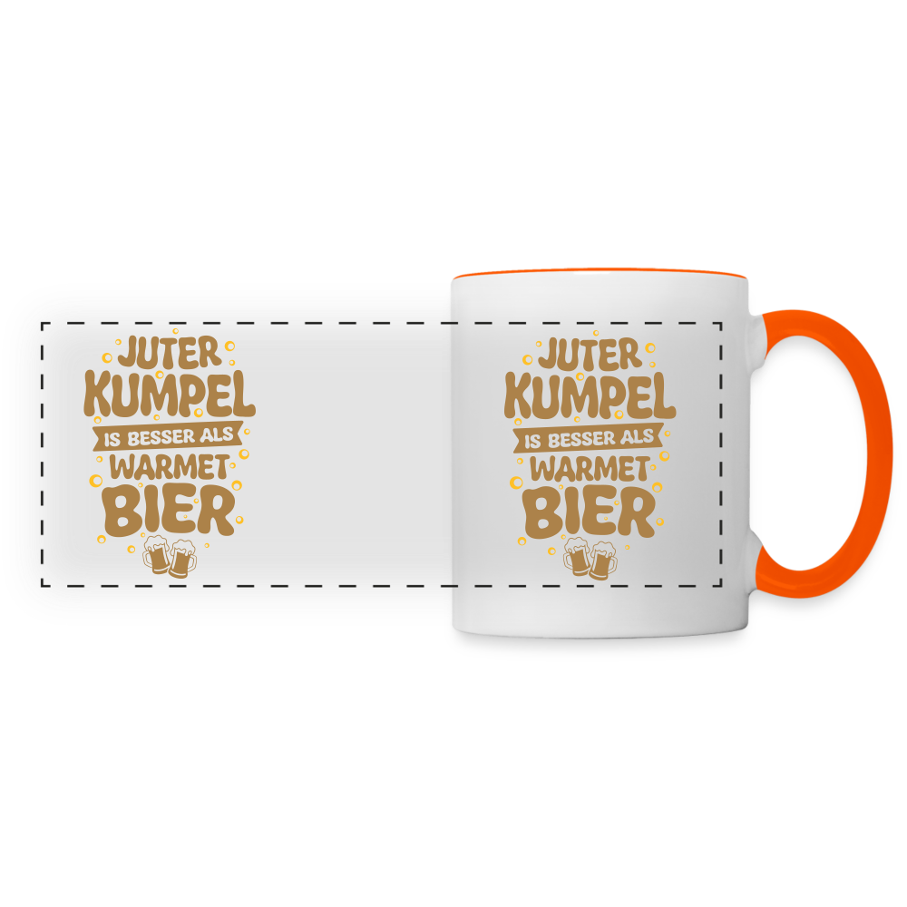 Juter Kumpel ist besser als warmet Bier - Tasse zweifarbig - Weiß/Orange