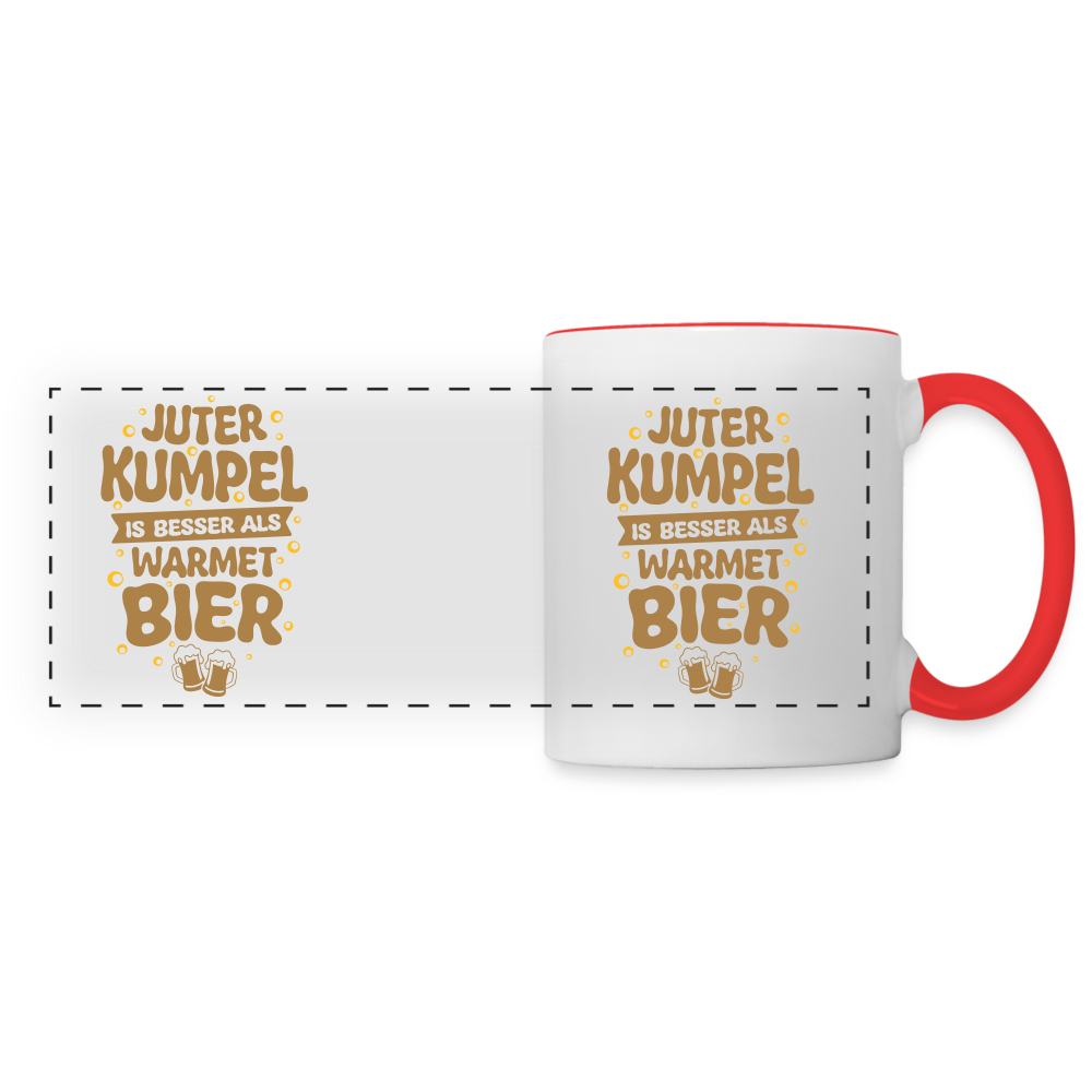 Juter Kumpel ist besser als warmet Bier - Tasse zweifarbig - Weiß/Rot