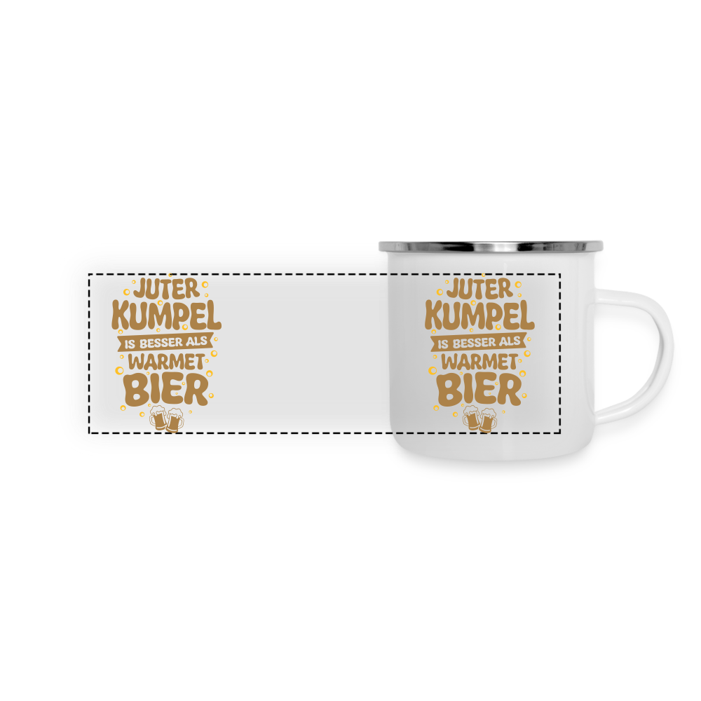 Juter Kumpel ist besser als warmet Bier - Emaille Tasse - weiß