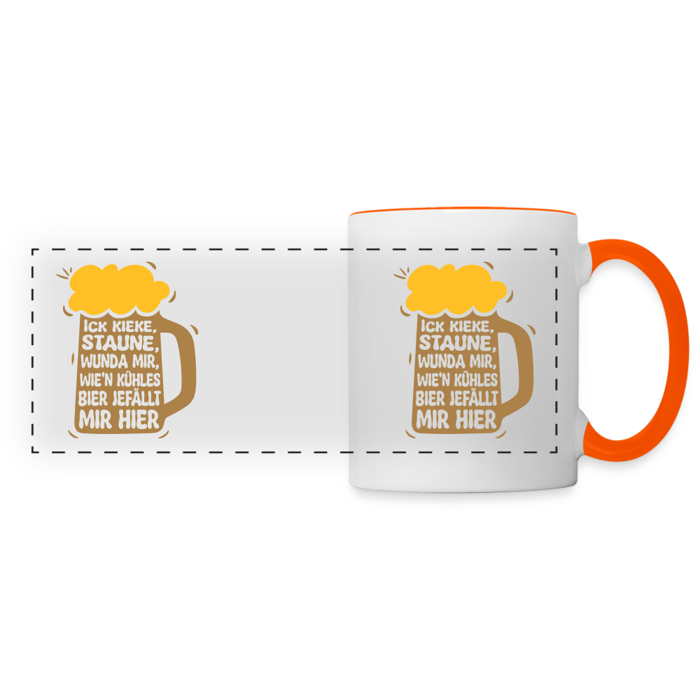 Ick kieke, staune, wunda mir, wie'n kühles Bier jefällt mir hier - Tasse zweifarbig - Weiß/Orange