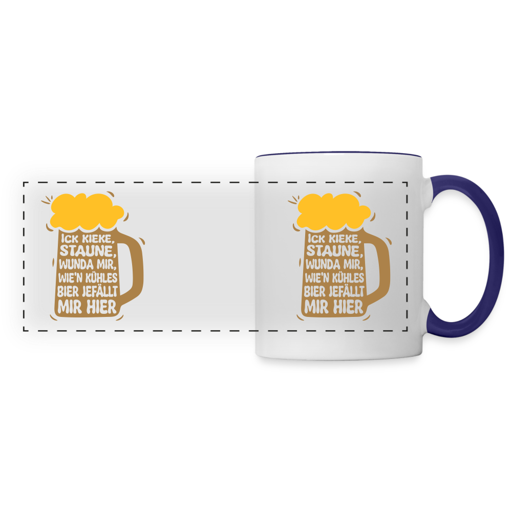 Ick kieke, staune, wunda mir, wie'n kühles Bier jefällt mir hier - Tasse zweifarbig - Weiß/Kobaltblau