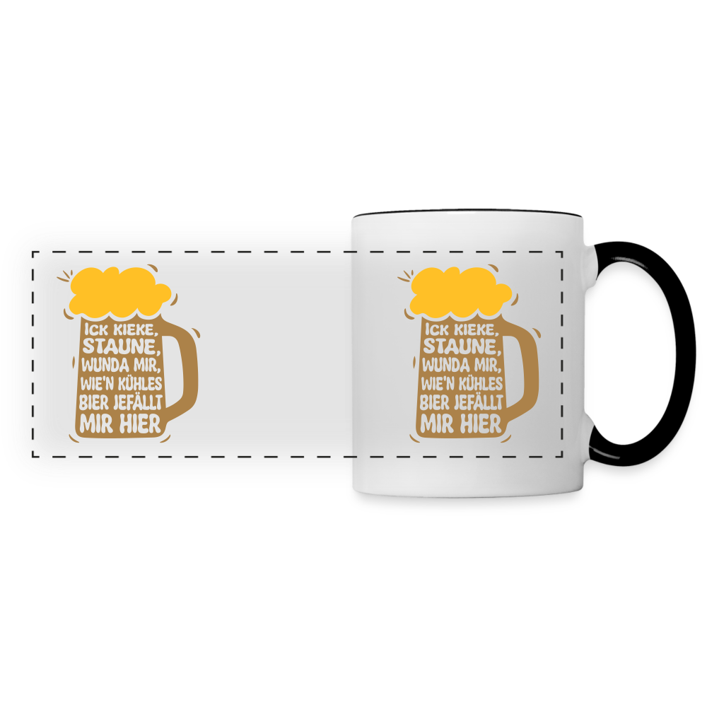 Ick kieke, staune, wunda mir, wie'n kühles Bier jefällt mir hier - Tasse zweifarbig - Weiß/Schwarz