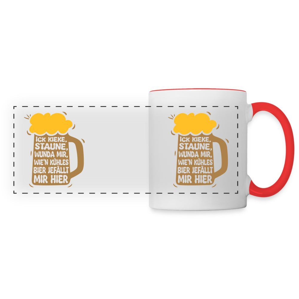 Ick kieke, staune, wunda mir, wie'n kühles Bier jefällt mir hier - Tasse zweifarbig - Weiß/Rot