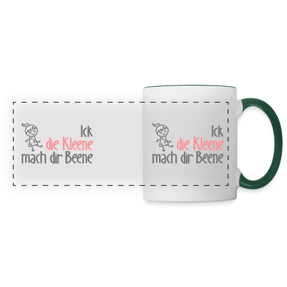 Ick, die Kleene, mach dir Beene! - Tasse zweifarbig - Weiß/Dunkelgrün