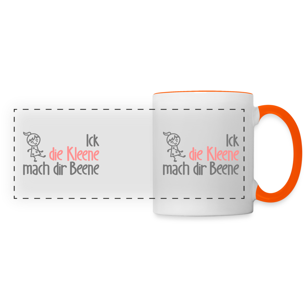 Ick, die Kleene, mach dir Beene! - Tasse zweifarbig - Weiß/Orange