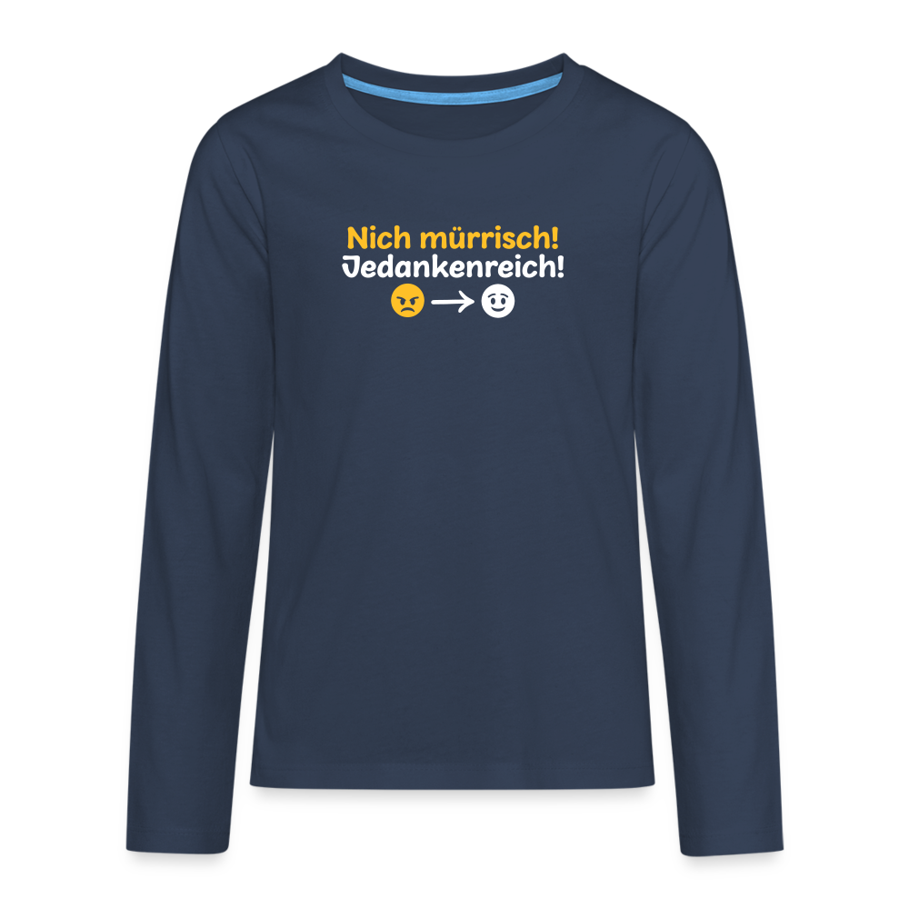 Das Langarmshirt zeigt das Motiv Jedankenreich mit Bezug auf Berlin.