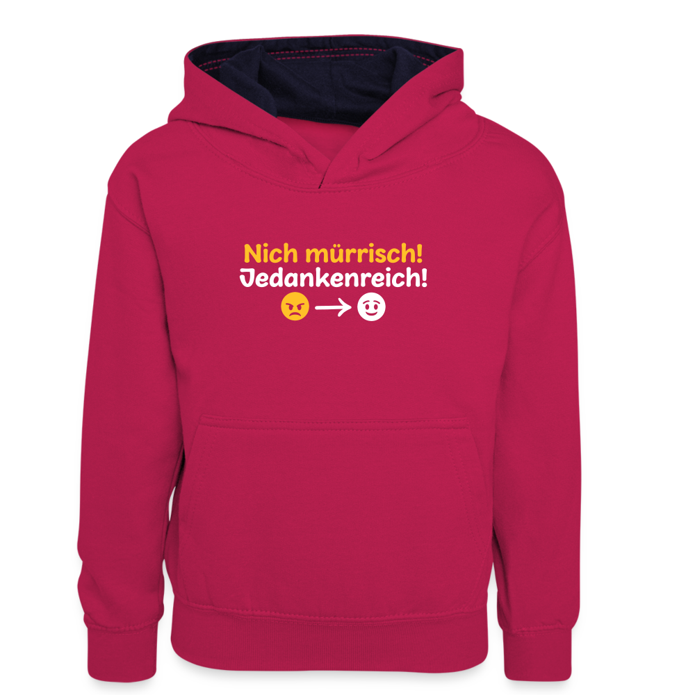 Nich mürrisch! Jedankenreich! - Teenager Kontrast-Hoodie - Pink/Navy