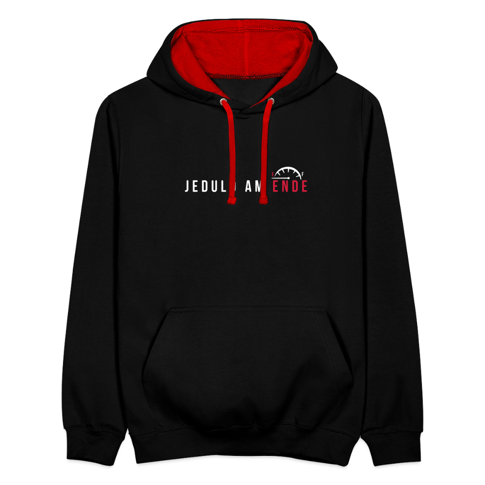 Jeduld am Ende - Kontrast Hoodie - Schwarz/Rot