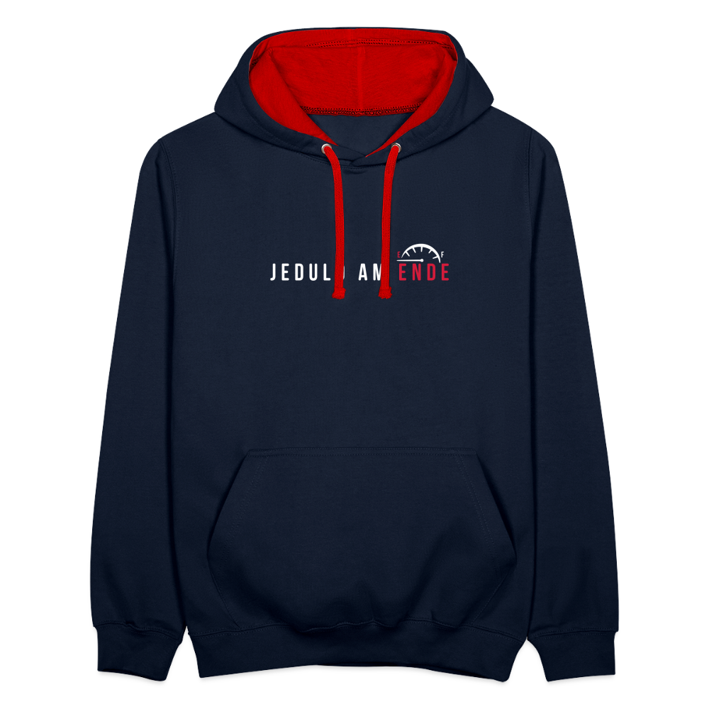Jeduld am Ende - Kontrast Hoodie - Navy/Rot