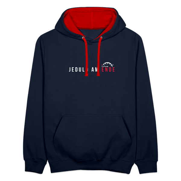 Jeduld am Ende - Kontrast Hoodie - Navy/Rot