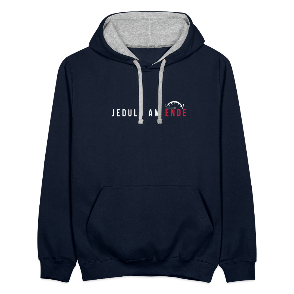 Jeduld am Ende - Kontrast Hoodie - Navy/Grau meliert