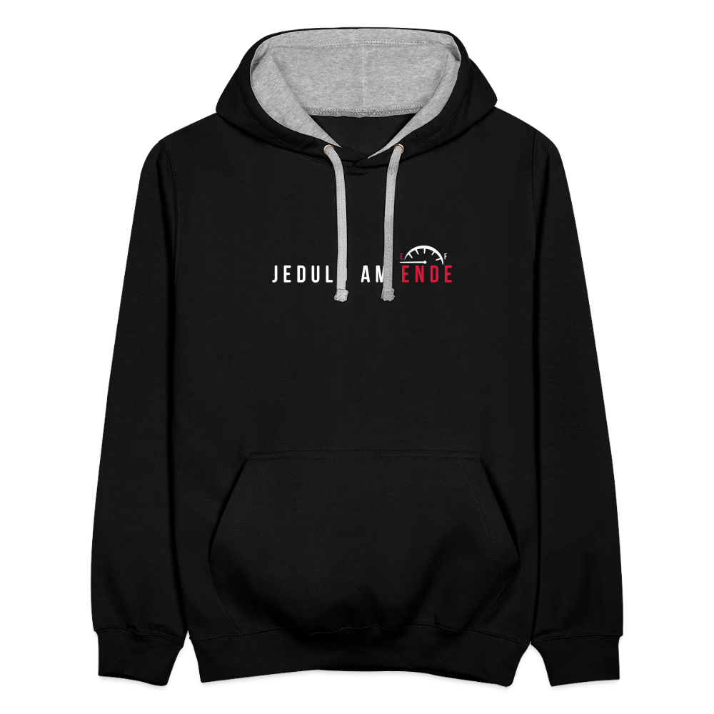 Jeduld am Ende - Kontrast Hoodie - Schwarz/Grau meliert