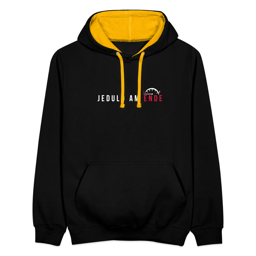 Jeduld am Ende - Kontrast Hoodie - Schwarz/Gold