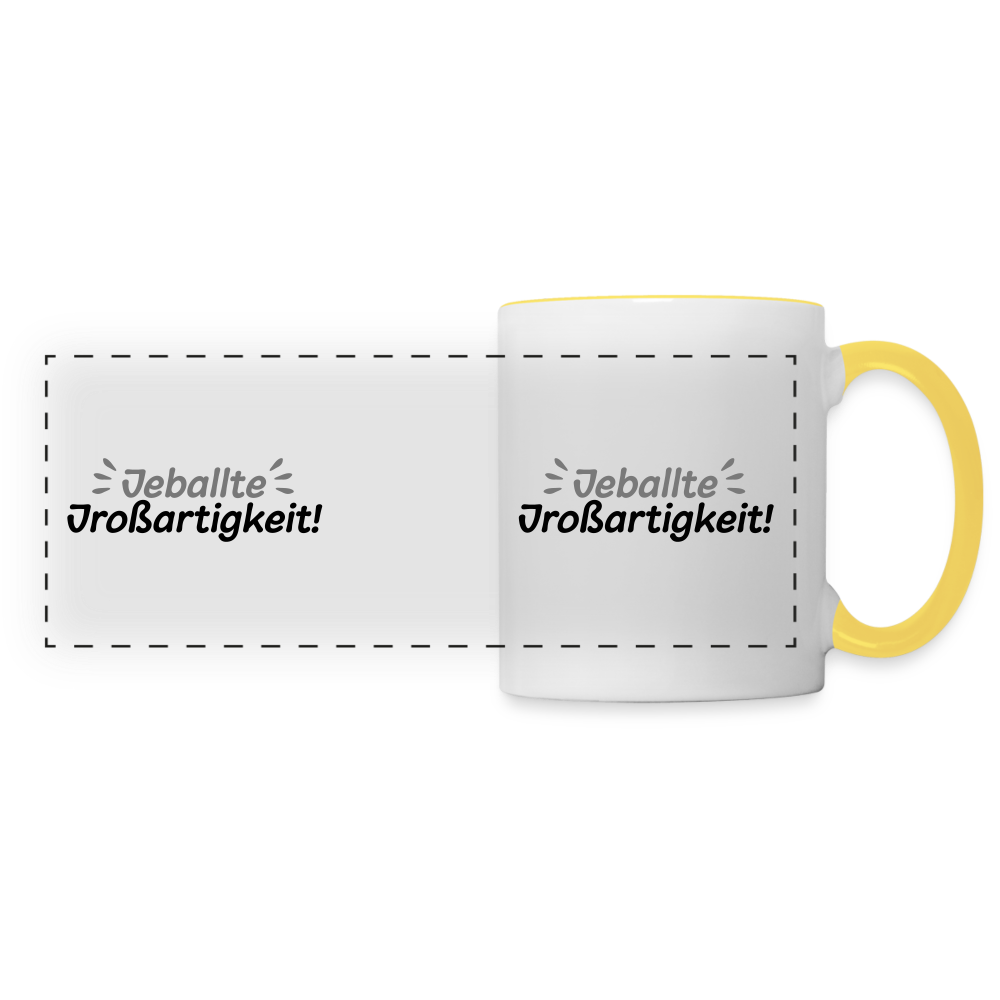 Jeballte Jroßartigkeit! - Tasse zweifarbig - Weiß/Gelb