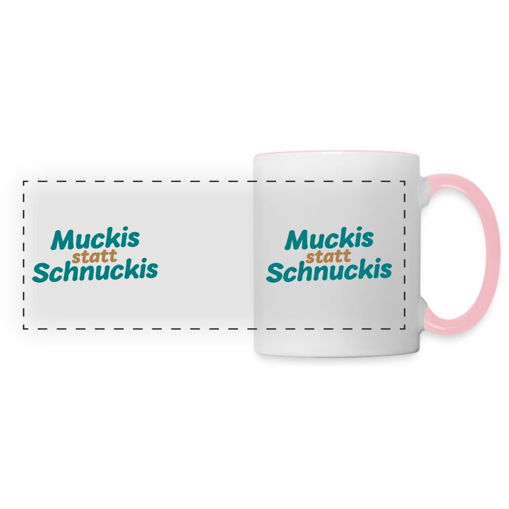 Muckis statt Schnuckis - Tasse zweifarbig - Weiß/Pink