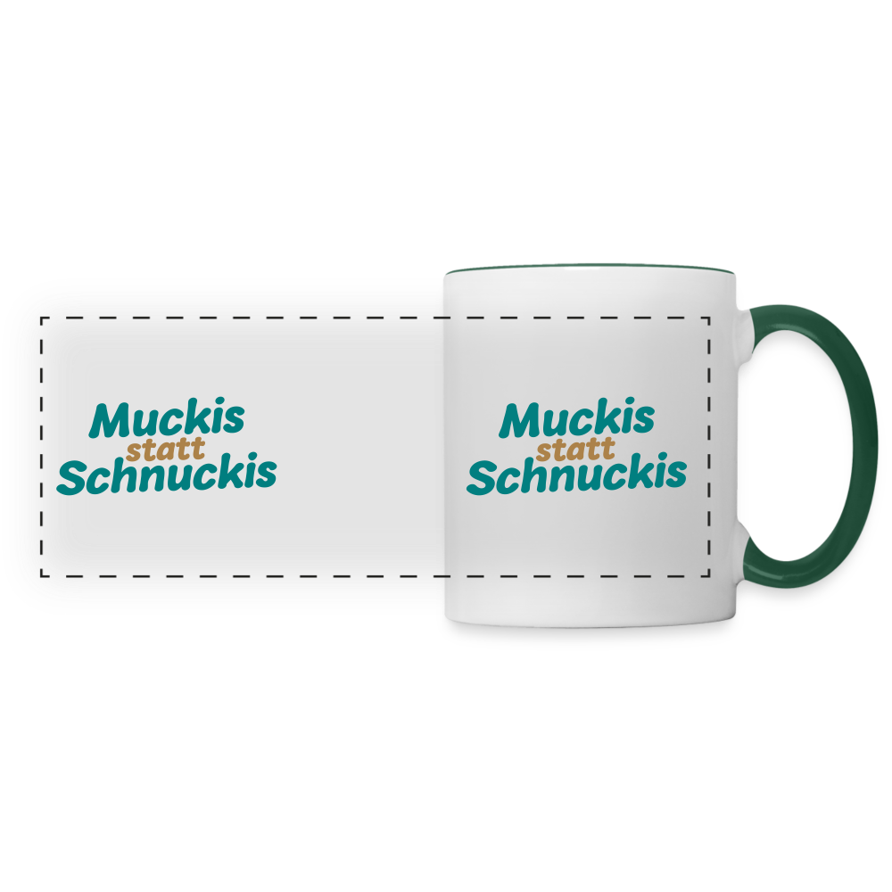Muckis statt Schnuckis - Tasse zweifarbig - Weiß/Dunkelgrün