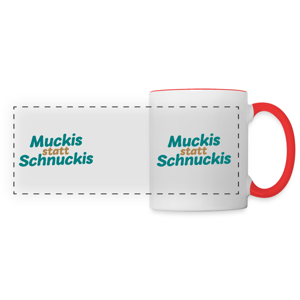 Muckis statt Schnuckis - Tasse zweifarbig - Weiß/Rot