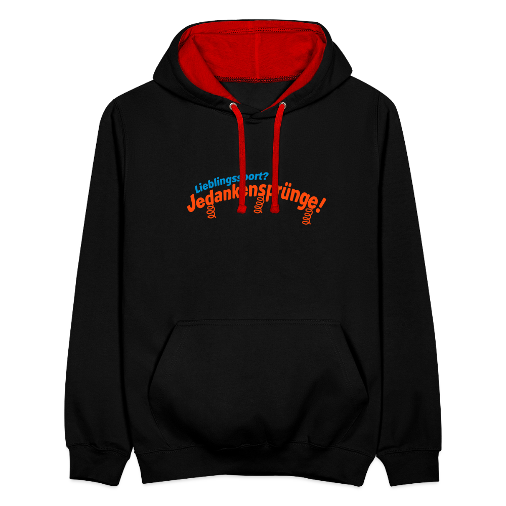 Lieblingssport? Jedankensprünge! - Kontrast Hoodie - Schwarz/Rot