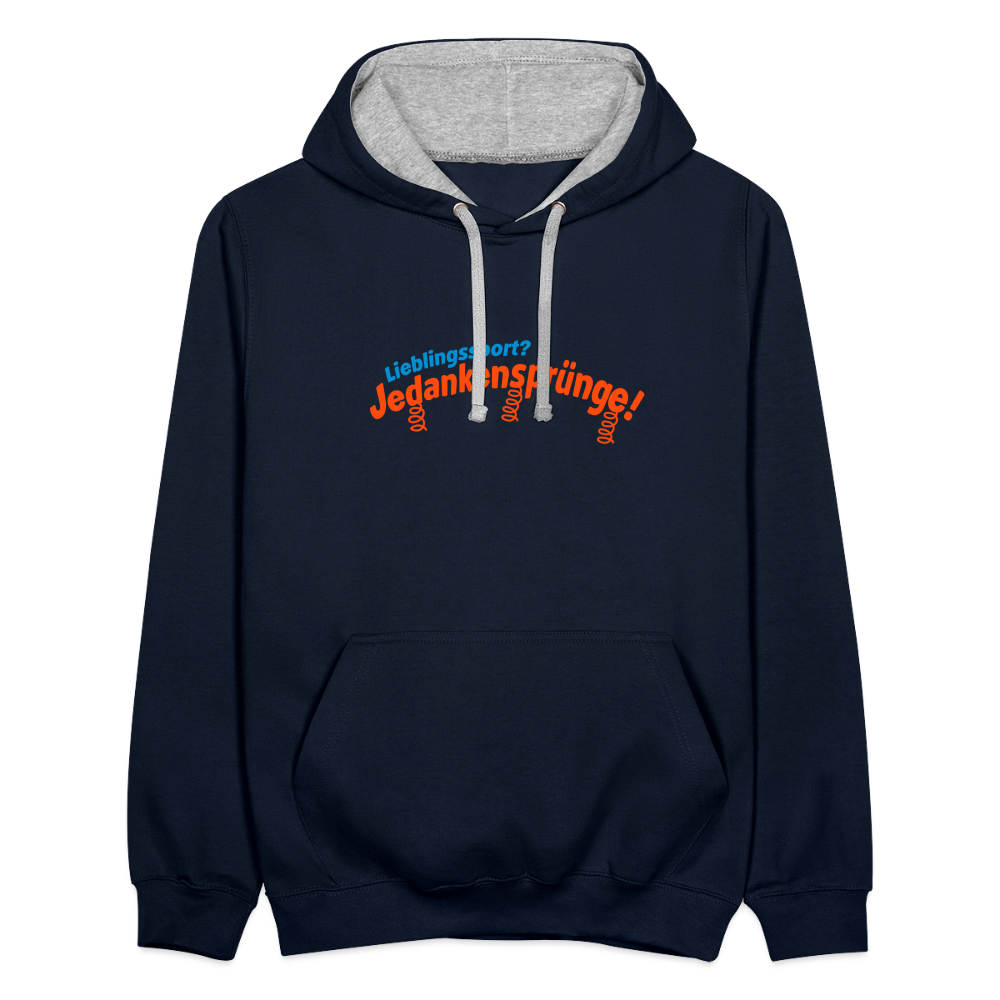 Lieblingssport? Jedankensprünge! - Kontrast Hoodie - Navy/Grau meliert
