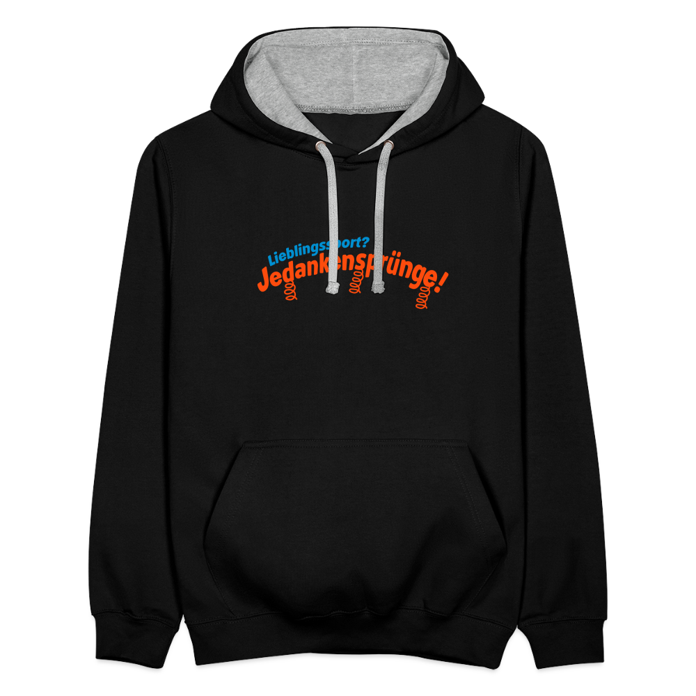 Lieblingssport? Jedankensprünge! - Kontrast Hoodie - Schwarz/Grau meliert