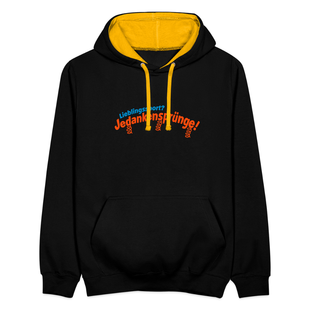 Lieblingssport? Jedankensprünge! - Kontrast Hoodie - Schwarz/Gold