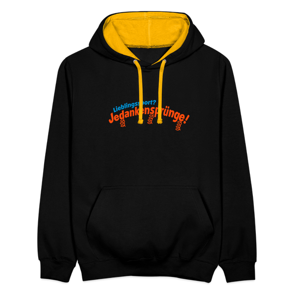 Lieblingssport? Jedankensprünge! - Kontrast Hoodie - Schwarz/Gold