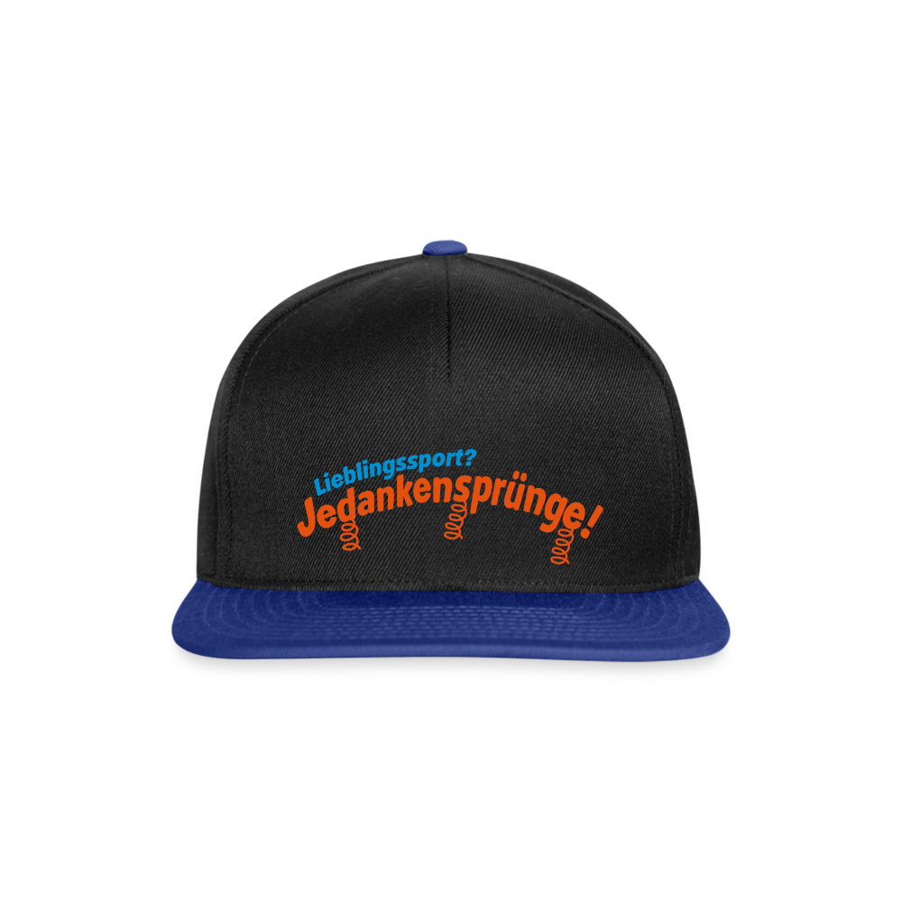 Lieblingssport? Jedankensprünge! - Snapback Cap - Schwarz/Königsblau