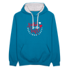 Liebe in der Luft! Berliner Luft! - Kontrast Hoodie - Pfauenblau/Grau meliert