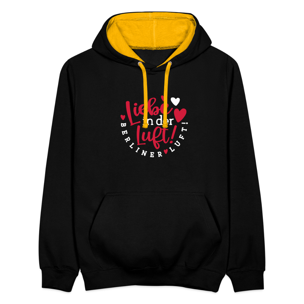 Liebe in der Luft! Berliner Luft! - Kontrast Hoodie - Schwarz/Gold