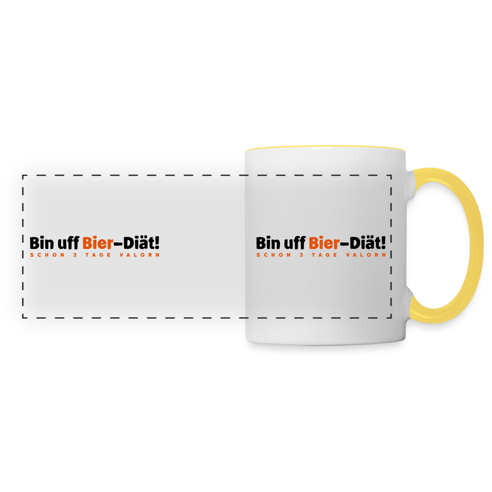 Bin uff Bier-Diät! (schon 3 Tage valorn) - Tasse zweifarbig - Weiß/Gelb
