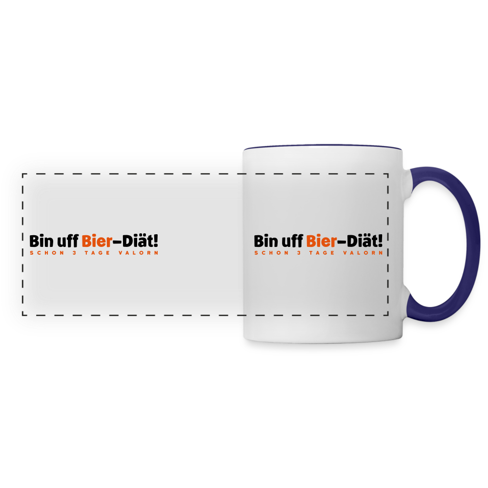 Bin uff Bier-Diät! (schon 3 Tage valorn) - Tasse zweifarbig - Weiß/Kobaltblau