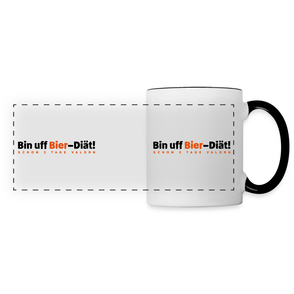 Bin uff Bier-Diät! (schon 3 Tage valorn) - Tasse zweifarbig - Weiß/Schwarz