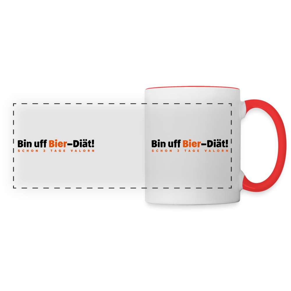 Bin uff Bier-Diät! (schon 3 Tage valorn) - Tasse zweifarbig - Weiß/Rot