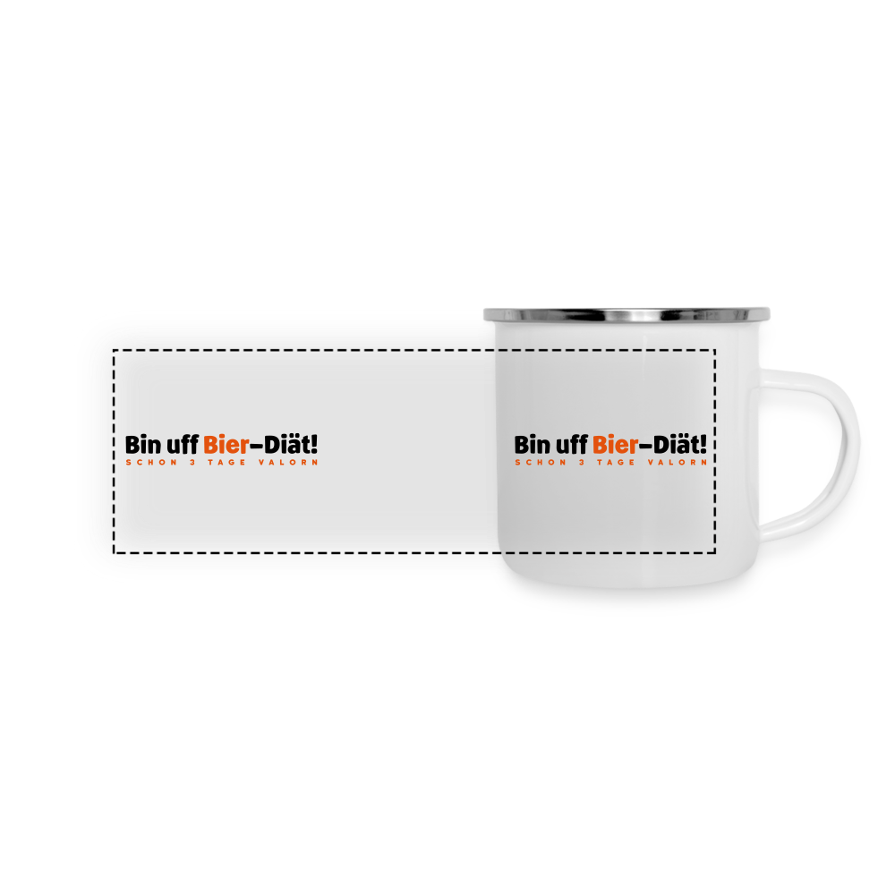 Bin uff Bier-Diät! (schon 3 Tage valorn) - Emaille Tasse - weiß