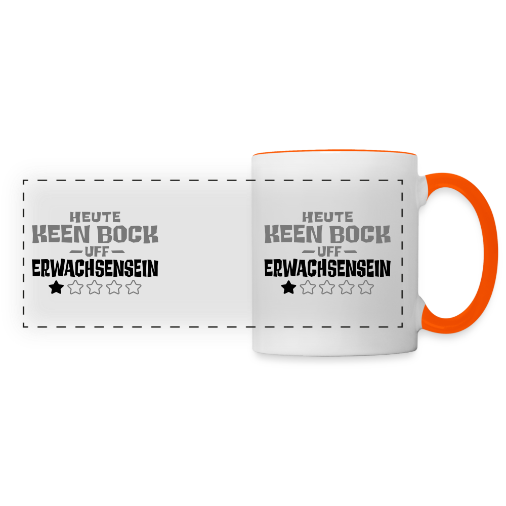 Keen Bock uff Erwachsensein - Tasse zweifarbig - Weiß/Orange