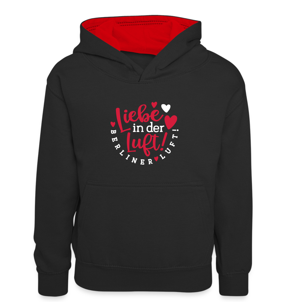 Liebe in der Luft! Berliner Luft! - Teenager Kontrast-Hoodie - Schwarz/Rot