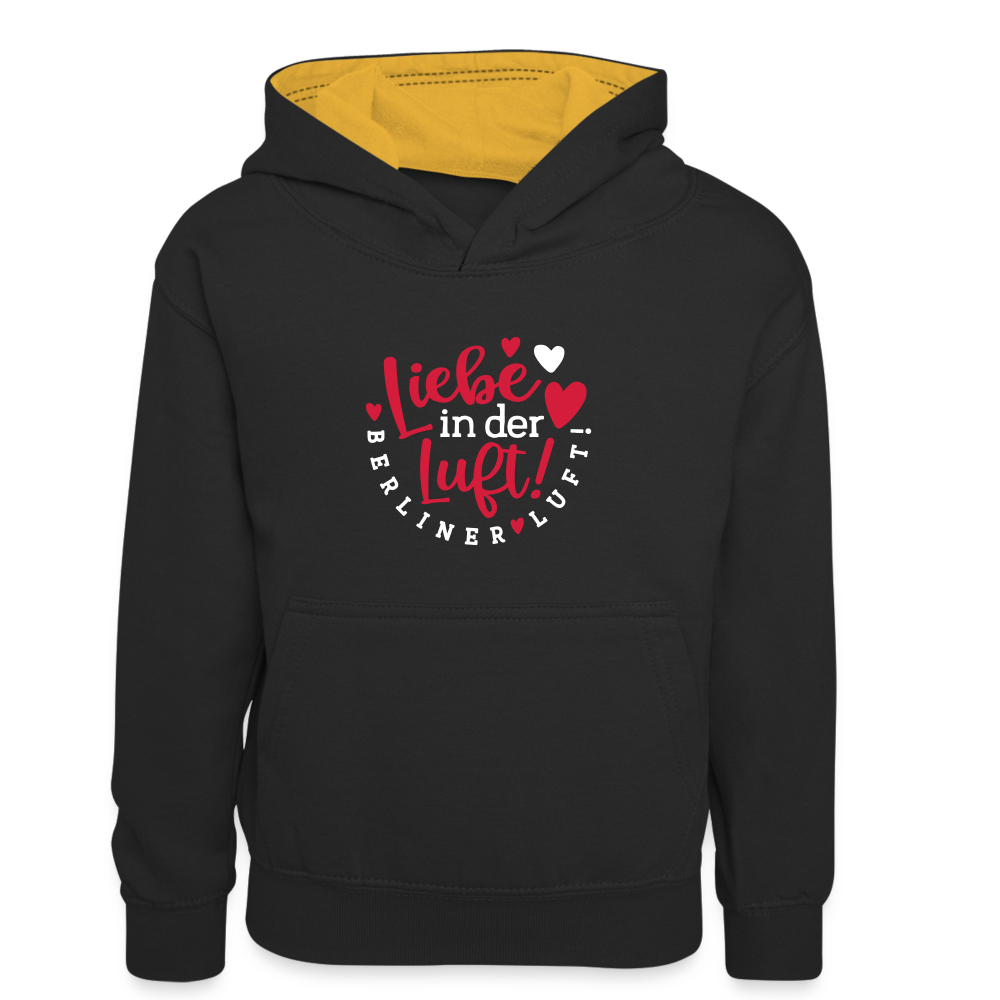 Liebe in der Luft! Berliner Luft! - Teenager Kontrast-Hoodie - Schwarz/Gold