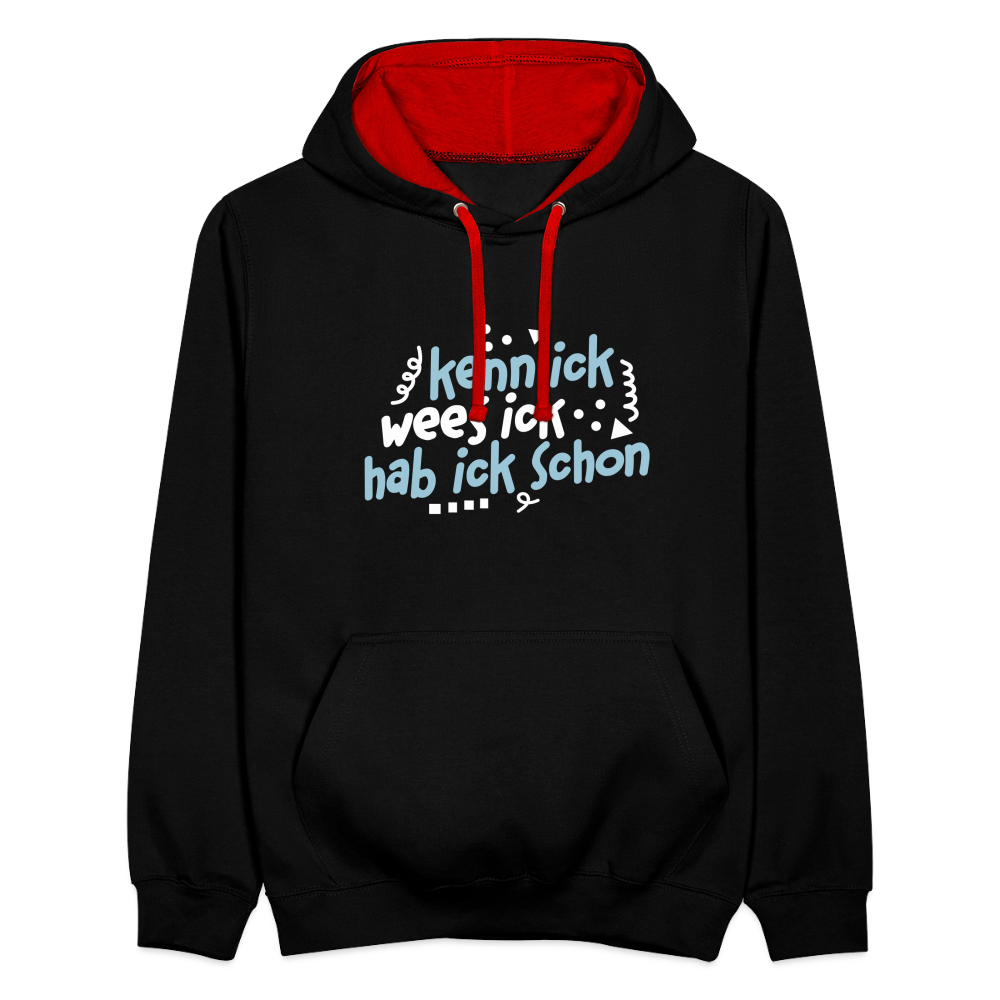 kenn ick wees ick hab ick schon - Kontrast Hoodie - Schwarz/Rot