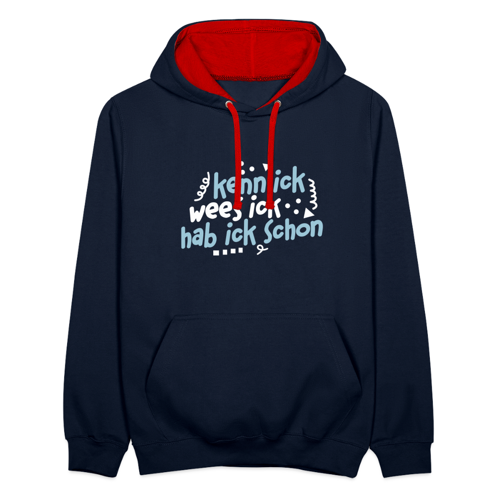 kenn ick wees ick hab ick schon - Kontrast Hoodie - Navy/Rot