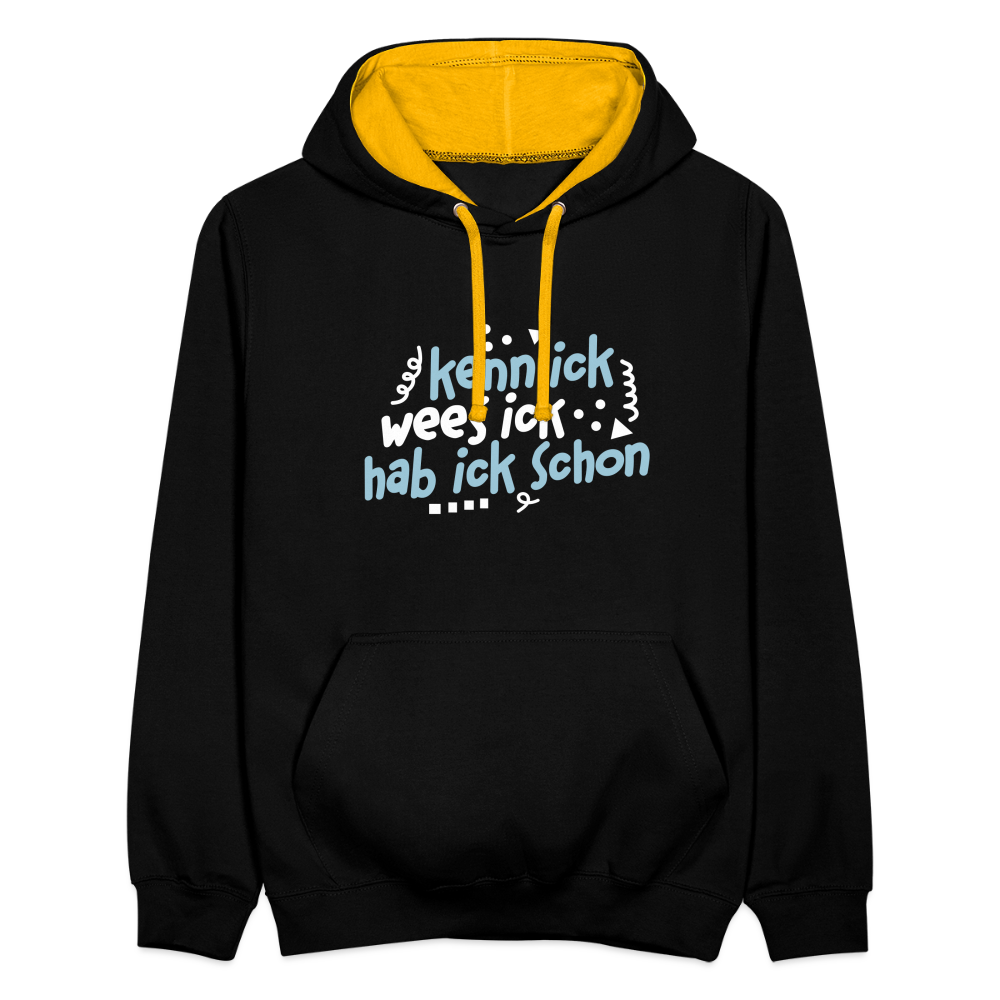 kenn ick wees ick hab ick schon - Kontrast Hoodie - Schwarz/Gold