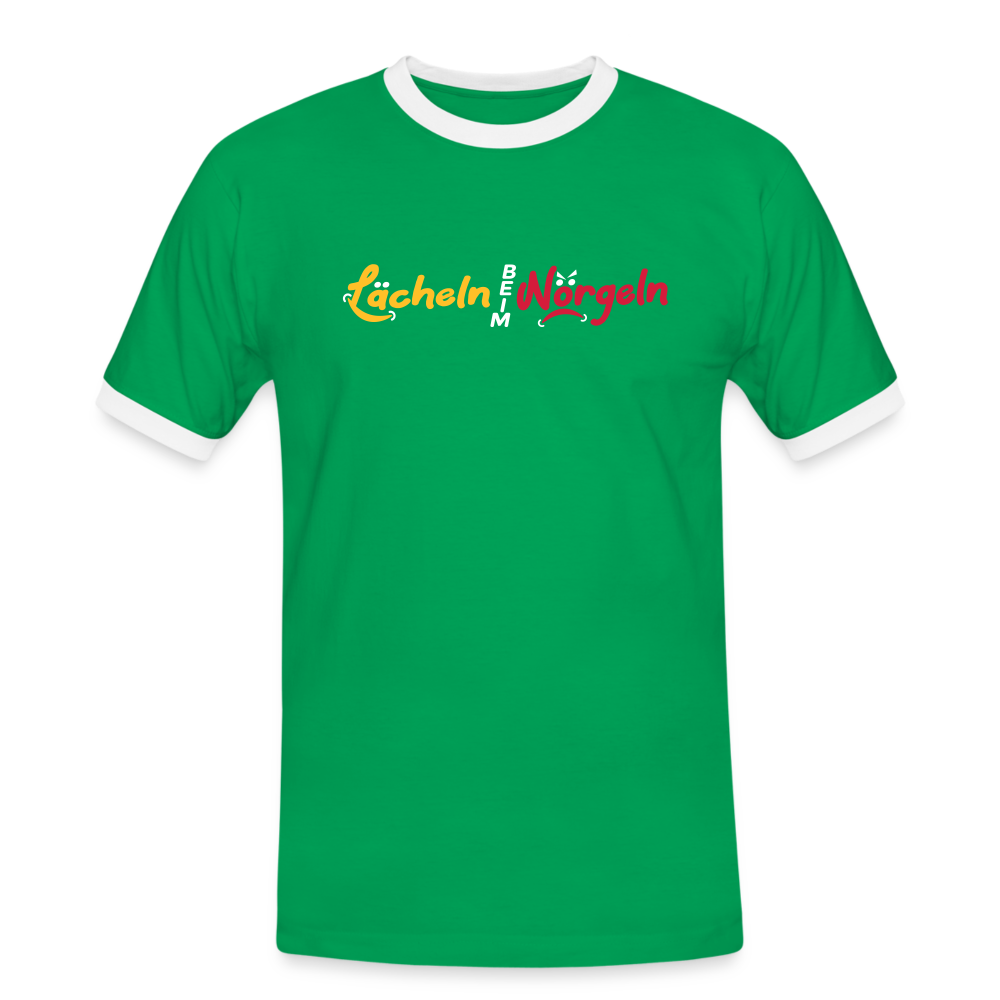 Lächeln beim Nörgeln - Männer Ringer T-Shirt - Kelly Green/Weiß