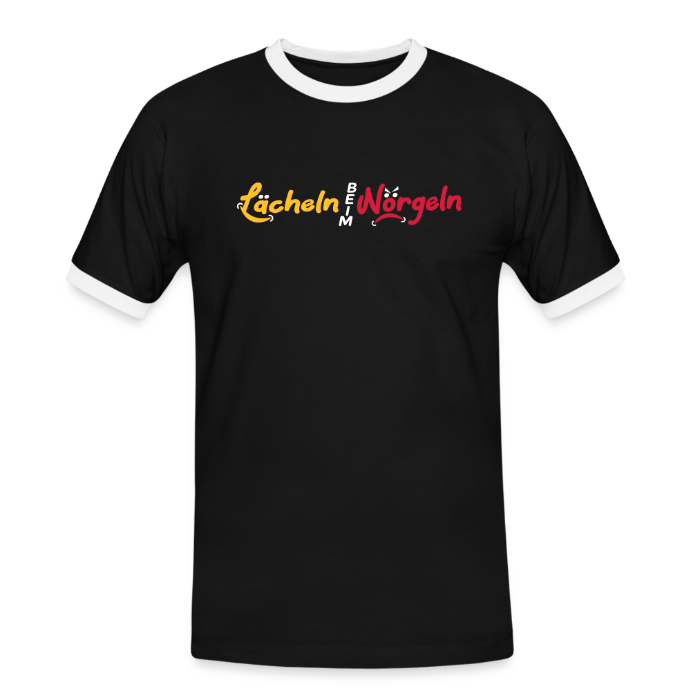 Lächeln beim Nörgeln - Männer Ringer T-Shirt - Schwarz/Weiß