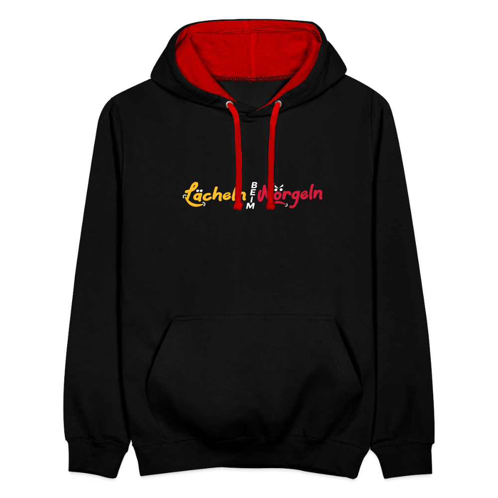 Lächeln beim Nörgeln - Kontrast Hoodie - Schwarz/Rot
