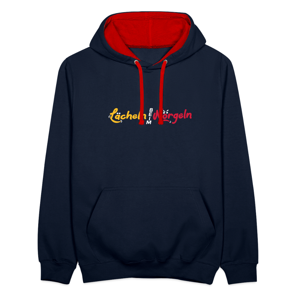 Lächeln beim Nörgeln - Kontrast Hoodie - Navy/Rot