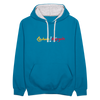Lächeln beim Nörgeln - Kontrast Hoodie - Pfauenblau/Grau meliert