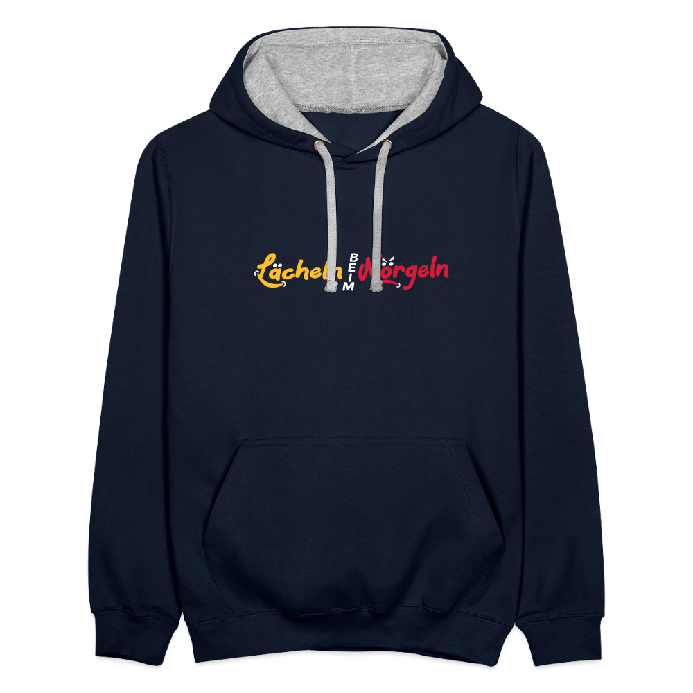 Lächeln beim Nörgeln - Kontrast Hoodie - Navy/Grau meliert
