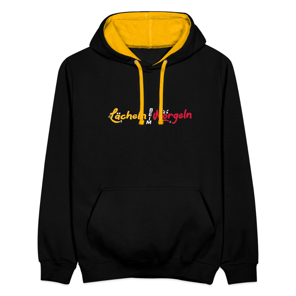 Lächeln beim Nörgeln - Kontrast Hoodie - Schwarz/Gold