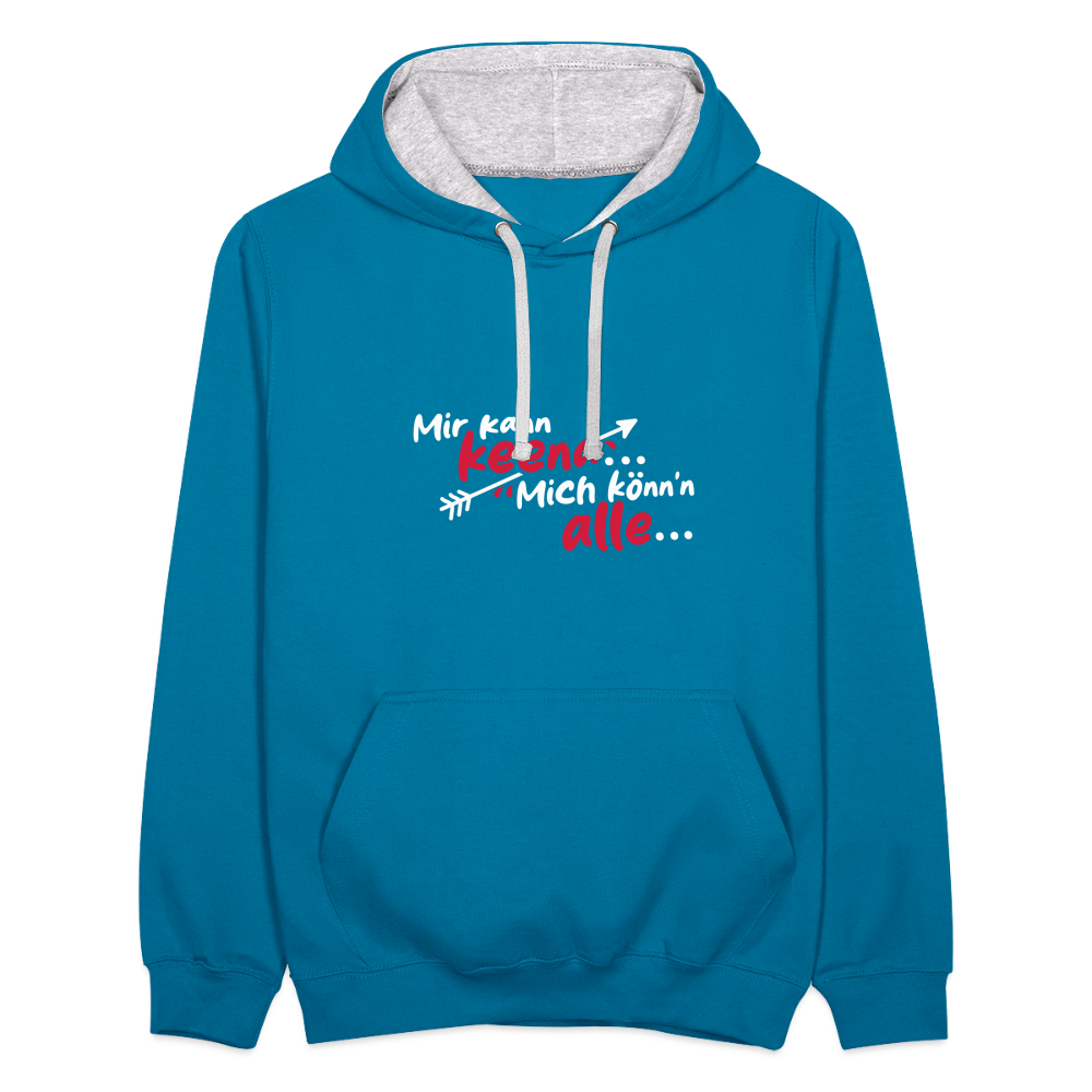 Mir kann keena... Mich könn'n alle... - Kontrast Hoodie - Pfauenblau/Grau meliert