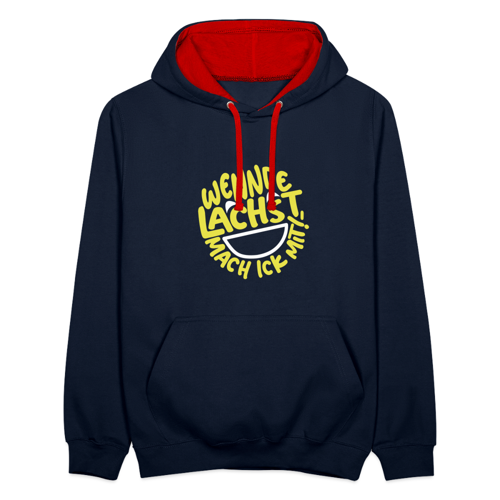 Wennde lachst, mach ick mit! - Kontrast Hoodie - Navy/Rot